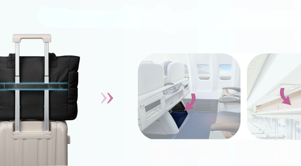 Cotton Tote Bag – Large Capacity Zippered Shoulder Bag with Compartments (35×16×43cm) - QUARATI