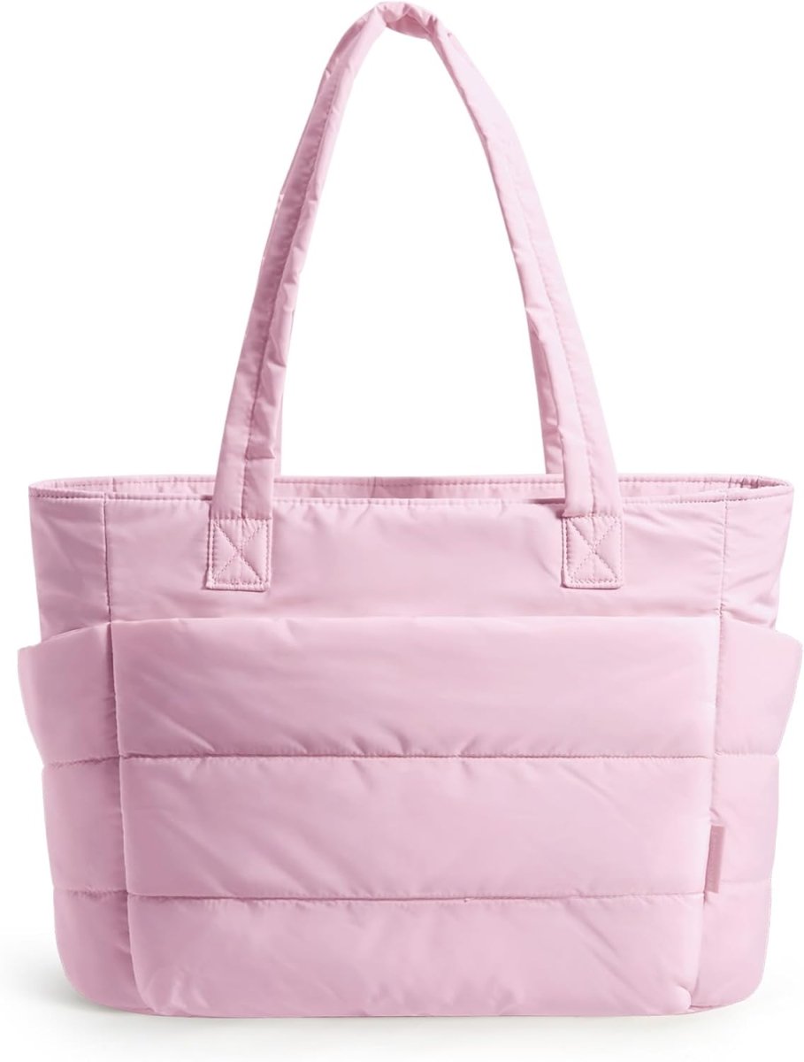 Cotton Tote Bag – Large Capacity Zippered Shoulder Bag with Compartments (35×16×43cm) - QUARATI