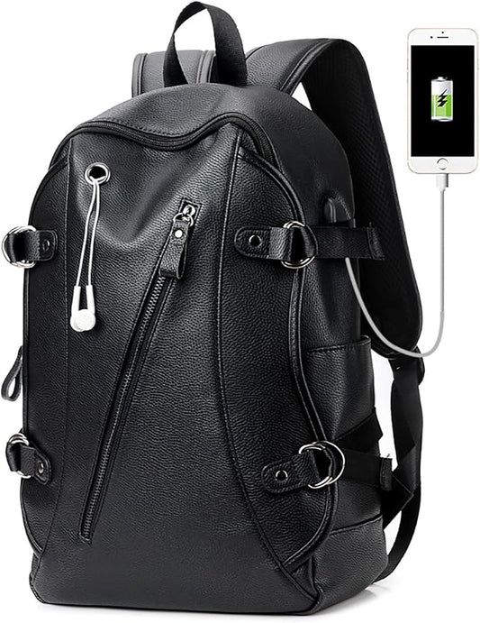 Leather & Polyester Backpack – Lightweight School, Work & Travel Bag - QUARATI