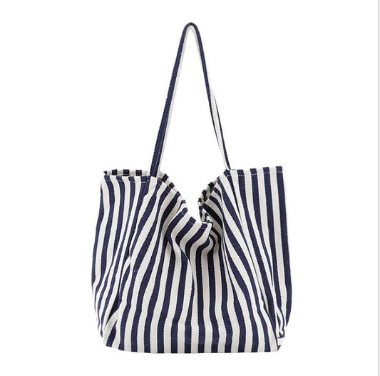 Striped Canvas Tote Bag β Versatile Large Capacity Shoulder Bag | 30L - QUARATI