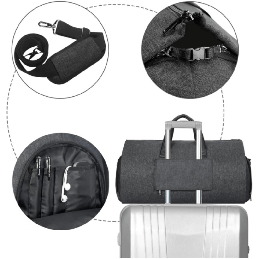 Waterproof Garment Duffel Bag – Large Carry - On with Shoe Compartment & Suit Carrier - QUARATI