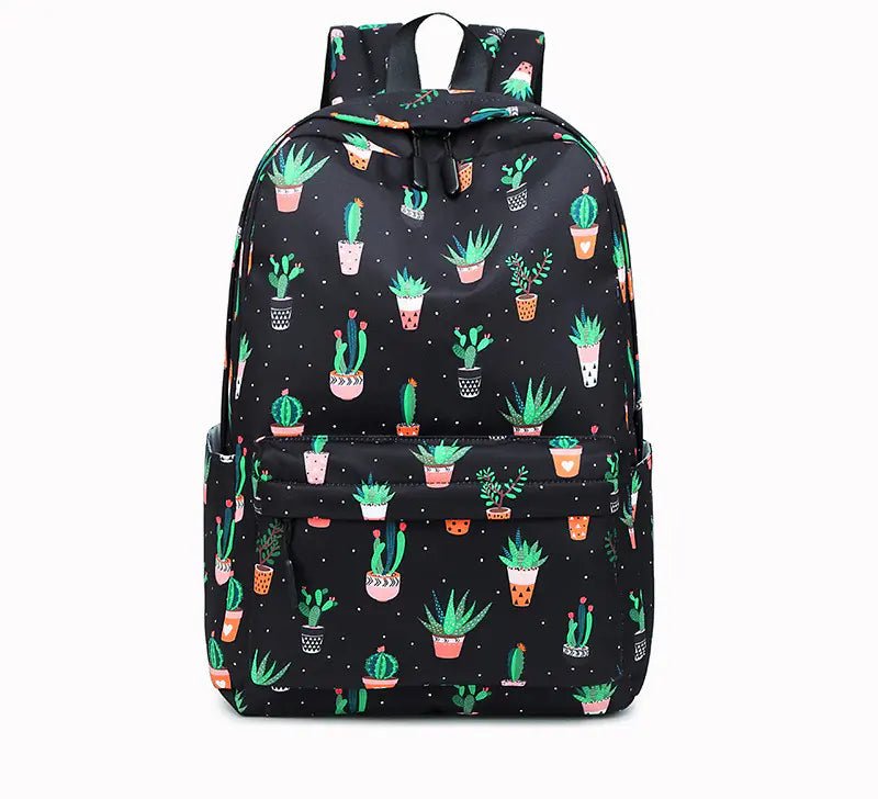 Cactus Print Backpack for Junior High School Students - QUARATI