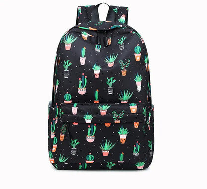 Cactus Print Backpack for Junior High School Students - QUARATI