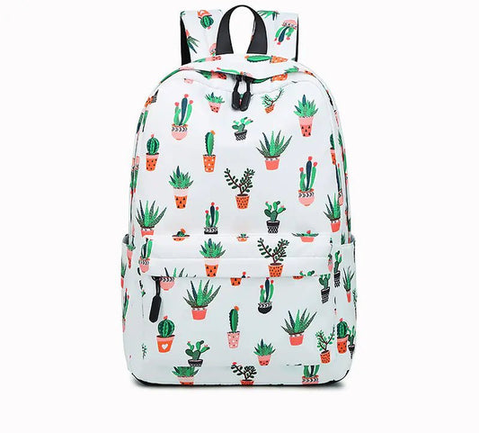 Cactus Print Backpack for Junior High School Students - QUARATI