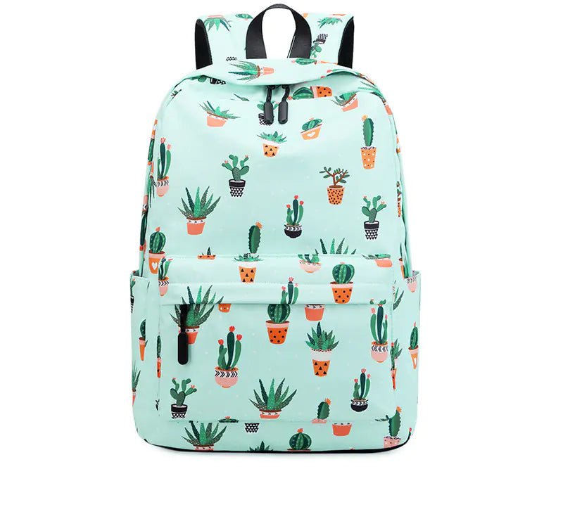 Cactus Print Backpack for Junior High School Students - QUARATI
