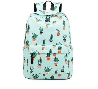 Cactus Print Backpack for Junior High School Students - QUARATI
