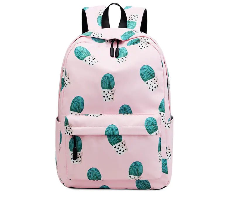 Cactus Print Backpack for Junior High School Students - QUARATI