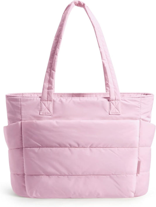 Cotton Tote Bag – Large Capacity Zippered Shoulder Bag with Compartments (35×16×43cm) - QUARATI