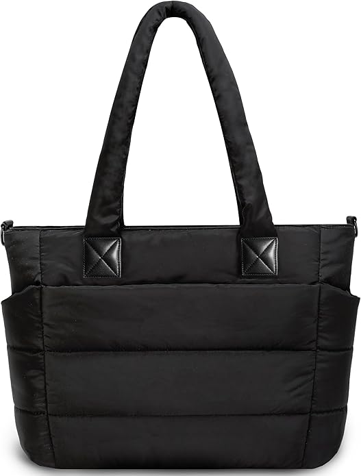 Cotton Tote Bag – Large Capacity Zippered Shoulder Bag with Compartments (35×16×43cm) - QUARATI