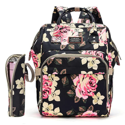 Floral Mummy Diaper Bag – Large Capacity Travel Backpack 20–35L - QUARATI
