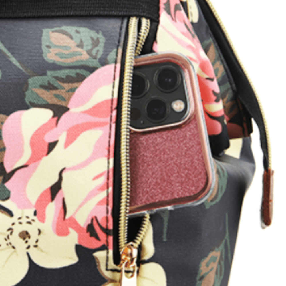Floral Mummy Diaper Bag – Large Capacity Travel Backpack 20–35L - QUARATI