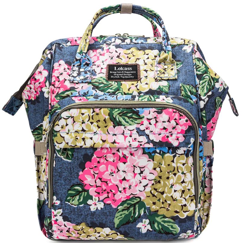 Floral Mummy Diaper Bag – Large Capacity Travel Backpack 20–35L - QUARATI