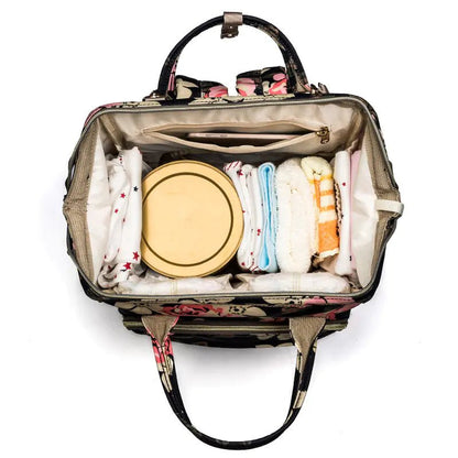 Floral Mummy Diaper Bag – Large Capacity Travel Backpack 20–35L - QUARATI