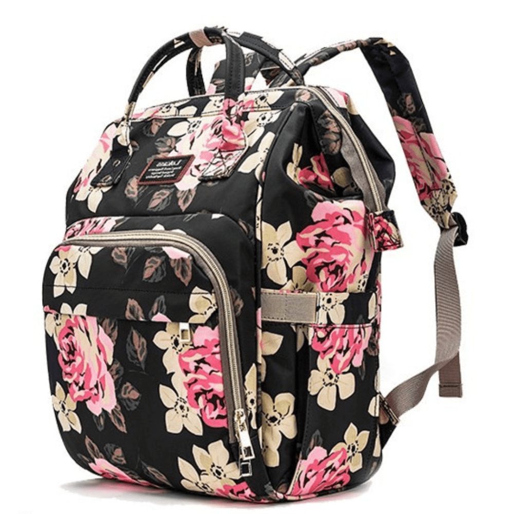 Floral Mummy Diaper Bag – Large Capacity Travel Backpack 20–35L - QUARATI