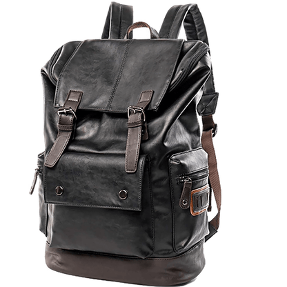 KOREAN - STYLE MEN’S WATERPROOF PU LEATHER BACKPACK – WORK, SCHOOL & TRAVEL LAPTOP BAG (15 - INCH) - QUARATI