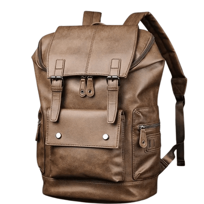 KOREAN - STYLE MEN’S WATERPROOF PU LEATHER BACKPACK – WORK, SCHOOL & TRAVEL LAPTOP BAG (15 - INCH) - QUARATI