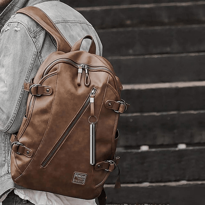 Leather & Polyester Backpack – Lightweight School, Work & Travel Bag - QUARATI