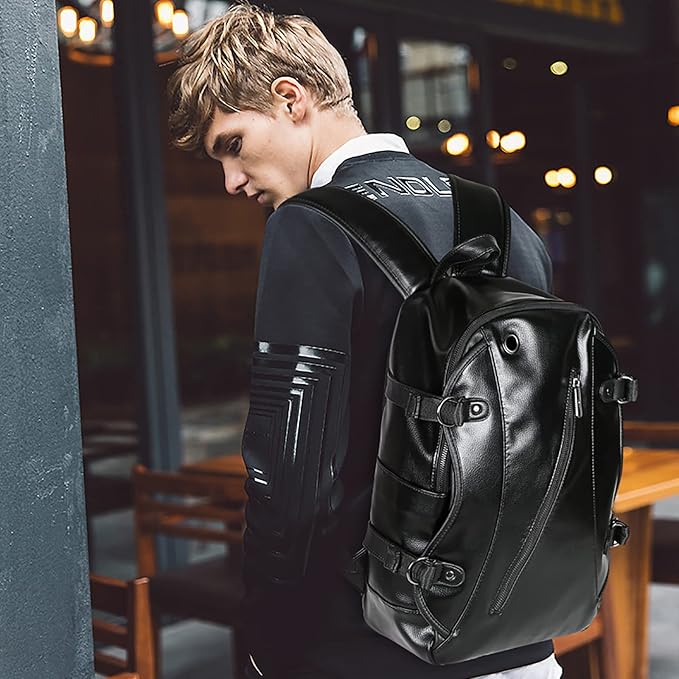 Leather & Polyester Backpack – Lightweight School, Work & Travel Bag - QUARATI