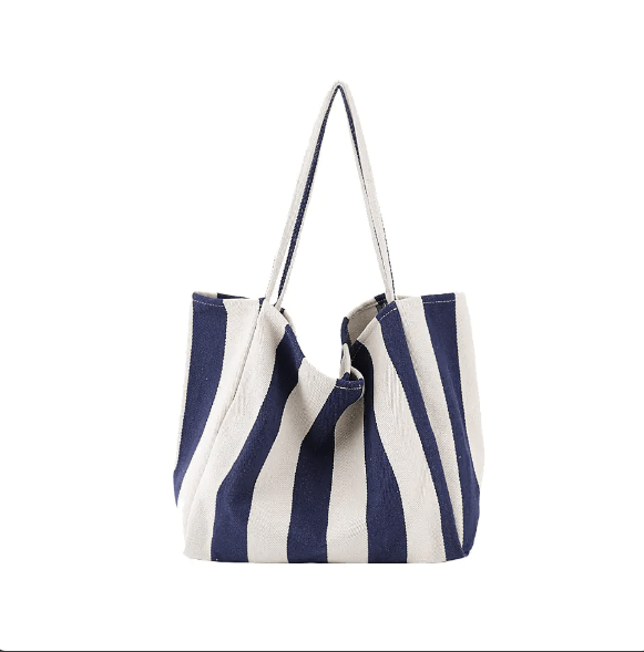 Striped Canvas Tote Bag – Versatile Large Capacity Shoulder Bag | 30L - QUARATI