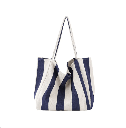 Striped Canvas Tote Bag – Versatile Large Capacity Shoulder Bag | 30L - QUARATI
