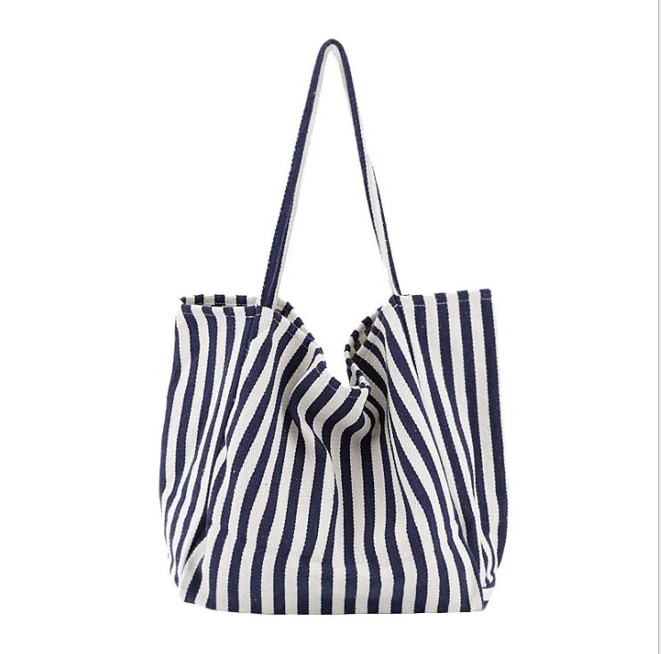 Striped Canvas Tote Bag – Versatile Large Capacity Shoulder Bag | 30L - QUARATI