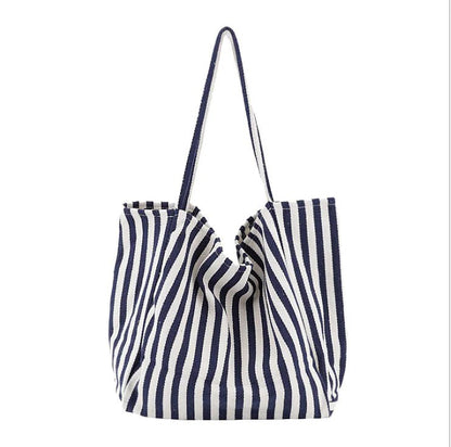 Striped Canvas Tote Bag – Versatile Large Capacity Shoulder Bag | 30L - QUARATI
