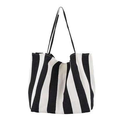 Striped Canvas Tote Bag – Versatile Large Capacity Shoulder Bag | 30L - QUARATI