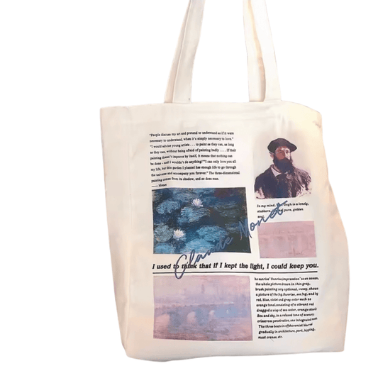 Vintage Literary Canvas Tote Bag – Artistic Printed Cotton - Lined Handbag 30×30cm - QUARATI
